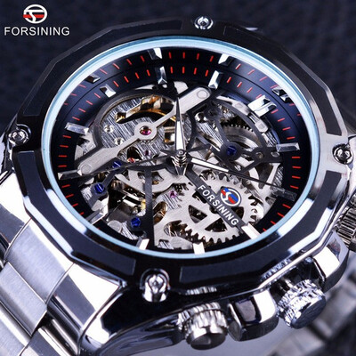 

Forsining Mens Black Gold Stainless Steel Automatic Luxury Design Men Watches