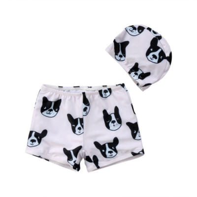 

Cute Kids Baby Girl Boys Swimsuit Swimwear Bulldog Swim Shorts Hat Summer Beach