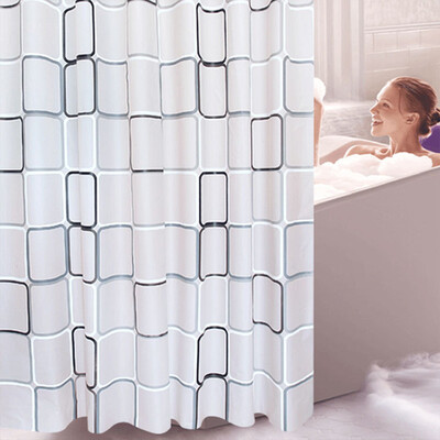 

Mercure guest thickening shower curtain PEVA waterproof mildew impervious shower curtain hotel bathroom curtain waterproof partition curtain 180180CM black&white square