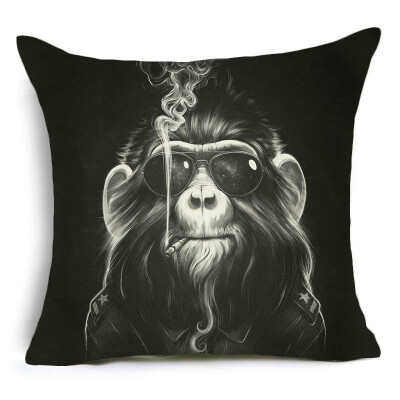 

Animal collection Gorilla tiger elephant big black bear Cushion Cover Invisible Zipper Pillow Cover Polyester Square Pillow Case