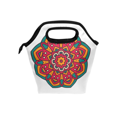 

Lunch Tote Bag Colorful Floral Travel Picnic Insulated Lunch Handbags Portable Zipper Lunch Bag Box