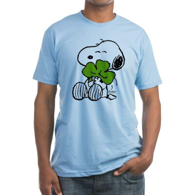 

CafePress - Snoopy Hugging Clover - Fitted T-Shirt Vintage Fit Soft Cotton Tee