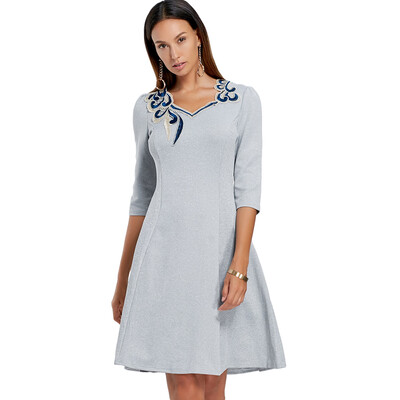 

Embroidered Party Evening A Line Dress