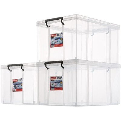 

JEKO&JEKO Tenes reinforced plastic transparent storage box 65L 3 Pack extra large toy storage box clothes storage box quilt storage box SWB-5220