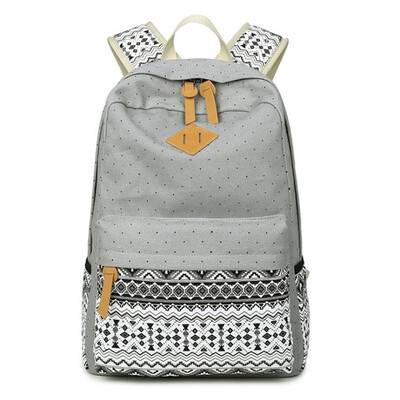 

New backpack womens school bag canvas national style outdoor sports womens bag
