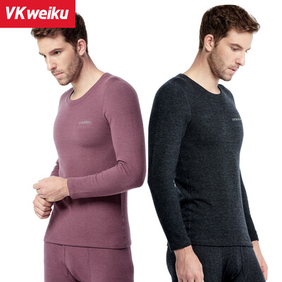 

VKWEIKU Mens Thermal Underwear Mens Thicken  Slim Breathable Qiuyi Qiuku Middle-aged Warm Set Winter Clothes Two-piece Deep Purple