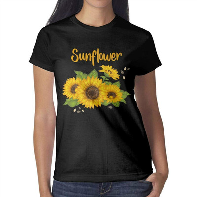 

1 Sunflower Decorations Womens Black t Shirts Custom Womens Cotton Tshirts