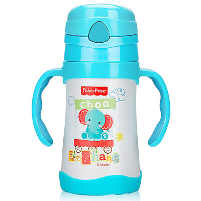

Fisher-Price кружки Детская вакуумная трубка производитель мужского и женского пола ребенка двойная ручка чашки воды из нержавеющей стали 250мл синий