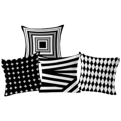 

UpperX 4PCS simple geometric black&white Creative Linen Cotton Pillow Case Car Seat Cover Cushion