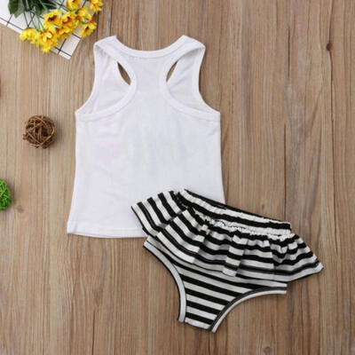 

Kids Baby Girls Flamingo T-shirt VestStriped Tutu Pants 2PCS Outfit Clothes Set