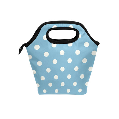 

Lunch Bag Tote Bag White Dot Travel Picnic Organizer Lunch Holder Handbags Lunch Bag Box for Office
