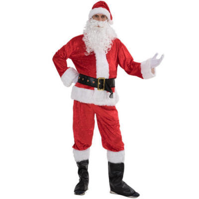 

Christmas Santa Claus Costume Fancy Dress Adult Suit Cosplay Party Outfit 7PCS