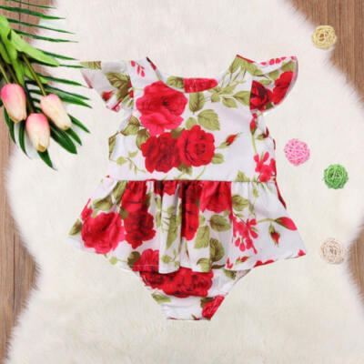 

Cute Newborn Baby Girls Floral Romper Jumpsuit Bodysuit Clothes Summer Outfit UK