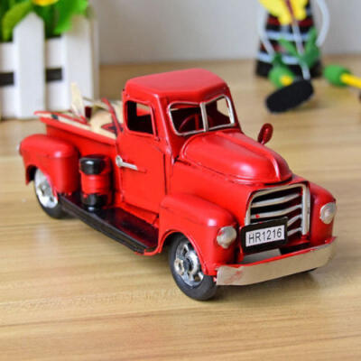 

Vintage Red Metal Truck Christmas Ornament Kids Xmas Gifts Toy Table Top Decor