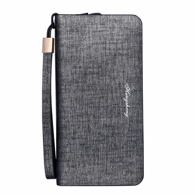 

Purse mens long zipper business handbag Korean version soft leather handbag mens youth fashion mobile phone bag tide