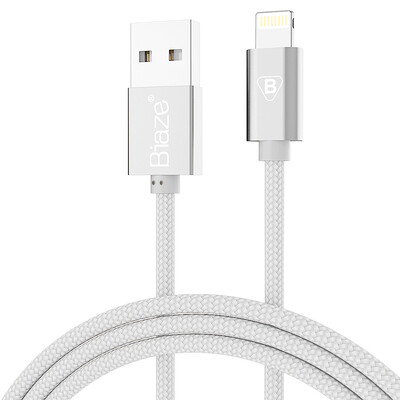

BIAZE K2 Apple 8/7/6 кабель для передачи данных 1 м серебряный мобильный телефон зарядное устройство шнур питания поддержка iphone5 / 6s / 7P / 8 / x / ipad air mini