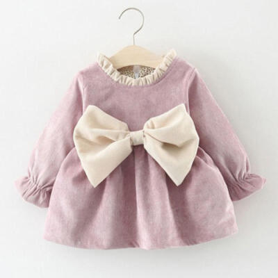 

Cute Newborn Toddler Kids Baby Girl Cotton Bowknot Princess Party Dress Clothes