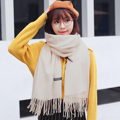 

HAUT TON fashion scarf female long warm shawl autumn&winter Korean version of the collar solid color wild 9843WJ034 beige