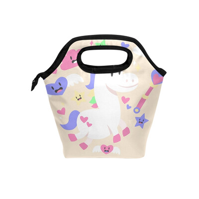 

Lunch Tote Bag Cute Unicorn Travel Picnic Insulated Lunch Handbags Portable Zipper Lunch Bag Box