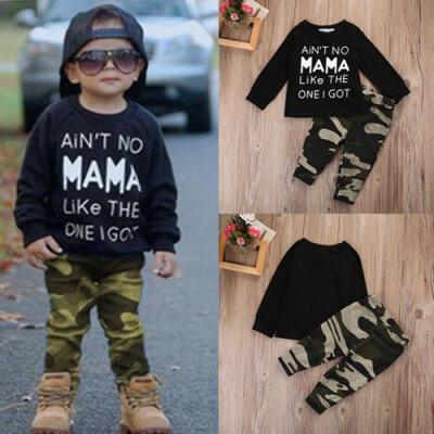 

Hot Newborn Baby Boy Autumn T-shirt TopsCamouflage Pants 2pcs Outfits Set 0-24M