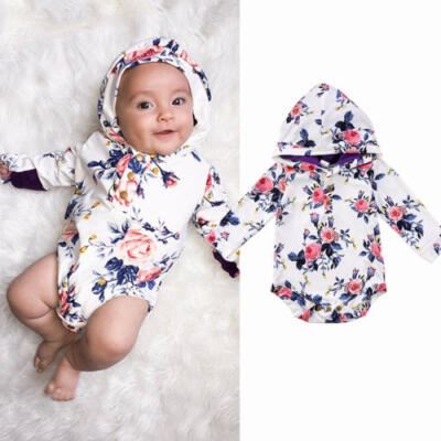 

Newborn Baby Infant Girls Flower Romper Hooded Jumpsuit Bodysuit Outfits Clothes