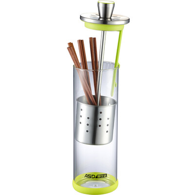 

Love stupa cooking more stainless steel chopsticks tube glass drain water chopsticks cage mold dustproof storage tube easy to take RLB08A1WG-G green