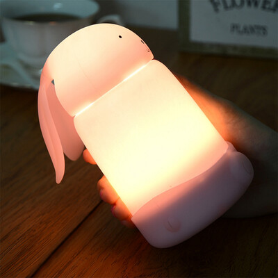

BRELONG Silicone rabbit night light Touch sensitive children\s table lamp USB charging