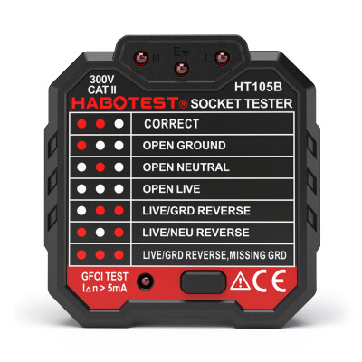 

HABOTESE Advanced RCD Electric Socket Tester Automatic Neutral Live Earth Wire Testing Circuit Polarity Detector Wall Plug Breaker