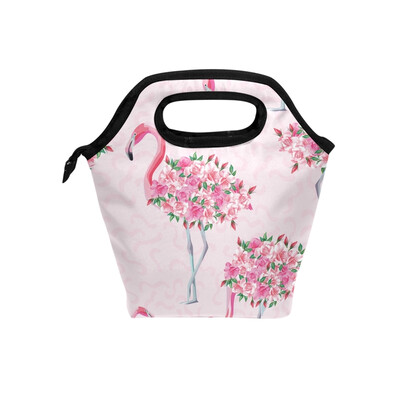 

Lunch Bag Tote Bag Flower Flamingos Travel Picnic Organizer Lunch Holder Handbags Lunch Bag Box for Office