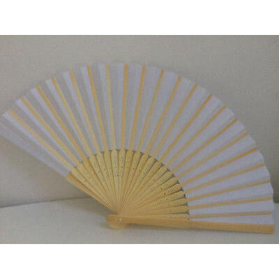 

Blank White Chinese Folding Bamboo Fan Retro Hand Paper Fans Wedding Favor Hi-Q
