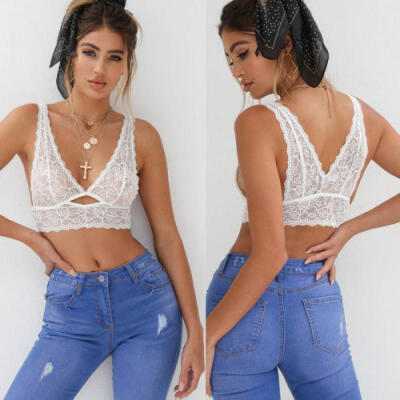 

Women Lingerie Lace Flowers Bralette Bralet Bra Tank Cami Crop Tops Vest Cami