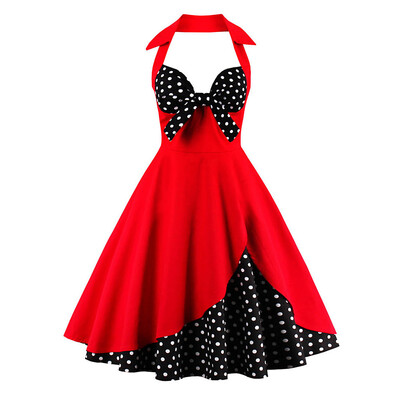 

Halter A Line Vintage Spotted Dress