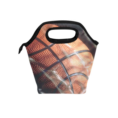 

Insulated Lunch Tote Bag Basketball Travel Picnic Lunch Handbags Portable Zipper Lunch Bag Box