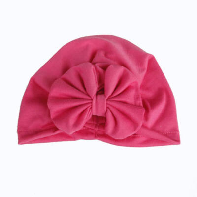 

Girls Boys Baby Child Bowknot Solid Color Stretchy Turban Hat Hair Head Wrap Cap