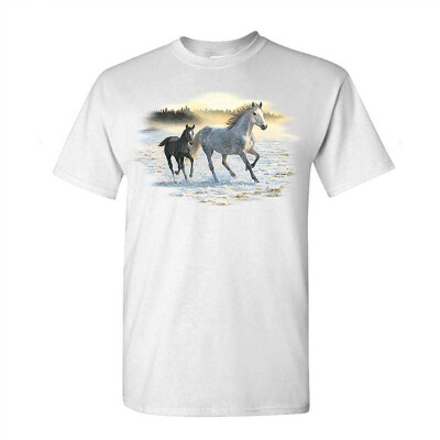 

Sunlit Mist Horses on The Beach foal mare - Mens Cotton T-Shirt