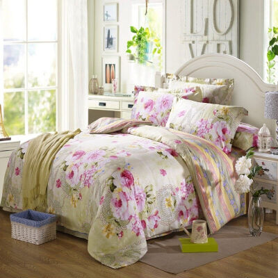 

Sheng Wei bedding home textiles cotton satin printing double four sets of 15 m bed quilt 200 230cm Daphne