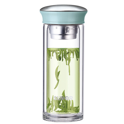 

Jingdong Supermarket Supor supor accompanied by double-layer heat-resistant glass crystal rhyme series cup 280ml sky blue KC28AU2