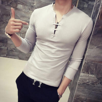 

Fashion Mens Slim Fit R Neck Long Sleeve Muscle Tee T-shirt Casual Tops Blouse