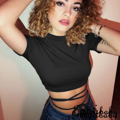 

New Women Slim Tank Tops Summer Casual Crop Top Short Sleeve T-Shirt