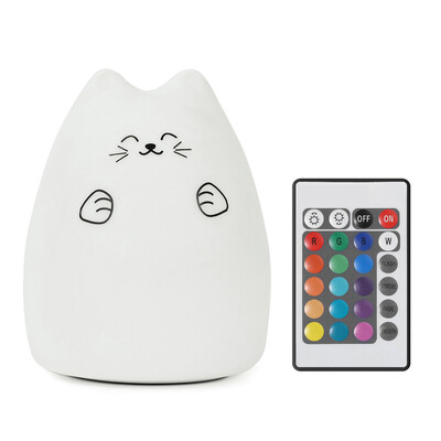 

Remote-controlled Night Light Adorable Cat Desk Light Rechargeable Light Bedside Lamp Colorful Light Color Changing Light Nursery