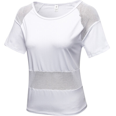 

Womens mesh stitching yoga wear loose casual running quick-drying breathable sports blouse