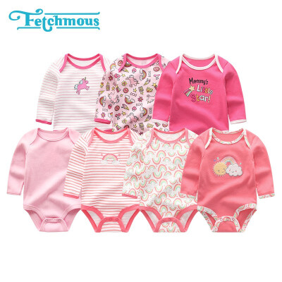 

7PCSLot Unicorn Full Sleeve Newborn Baby Girls Clothes Rompers Babywear Bodysuists One Pieces Baby Boys Clothes Cotton O-Neck