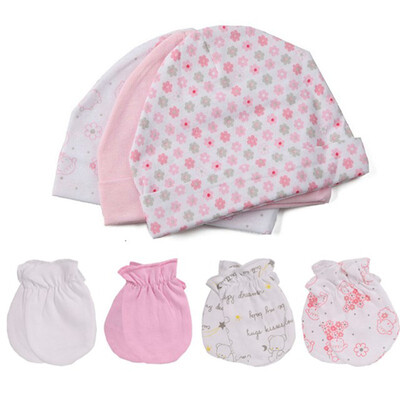

Kiddiezoom Baby Accessories HatsGloves 0-6M Cotton Newborn For Babies Mitten Caps Print Unisex Boys Girls Infant