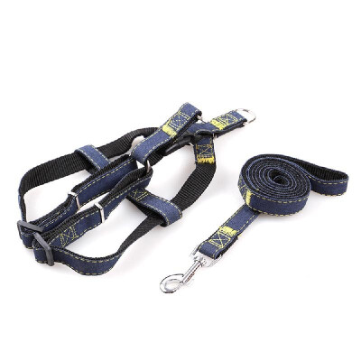 

Pet Dog 12m Leash & Adjustable Harness Set Heavy Duty Denim Pet Leash Belt Traction Rope for SmallMediumLarge Dogs