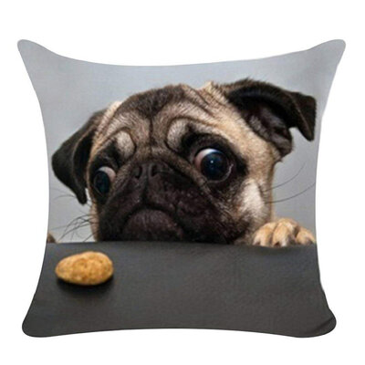 

UpperX Printed Dog Linen Cushion Cover Throw Pillow Case - 6