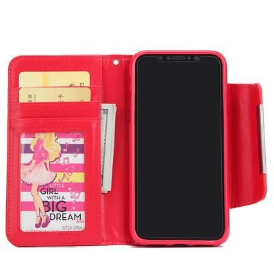 

New iPhoneX Mobile Phone Cases Samsung Mobile Shell Wallet Flip Card Protector Red