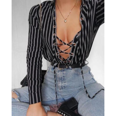 

US Fashion Ladies Casual Tops T-Shirt Women Summer Loose Top Long Sleeve Blouse