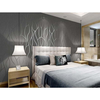 

10m Modern Luxury Non-woven Damask Textured Embossed Flocking Paper Home Wall