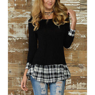 

Fashion Women Long Sleeve Cardigan Checked Sweatshirt Jumper Sweater Outwear Top