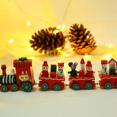 

Many memories of Christmas decorations Christmas tree package ornaments children Christmas gift decorations wooden train